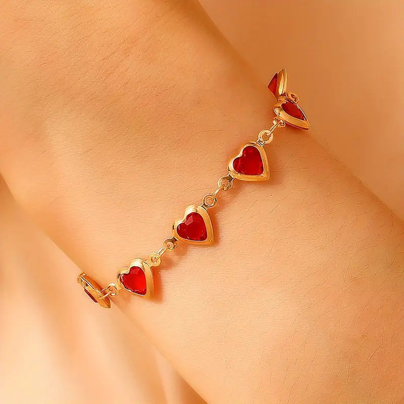 Gold Bracelet with Garnet Accents | Elegant Everyday Jewelry