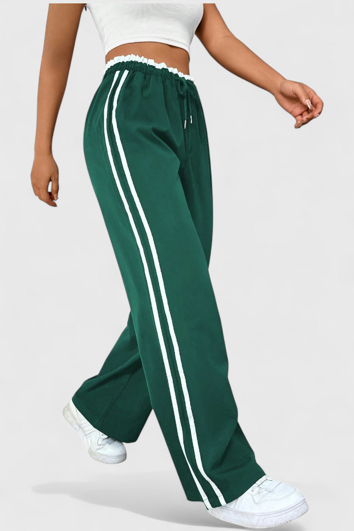 Flared Sport Pants With Side Stripe Detail For Women