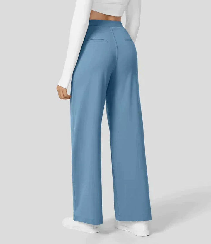 High Rise Stretch Trousers | Comfortable Straight Leg Pants