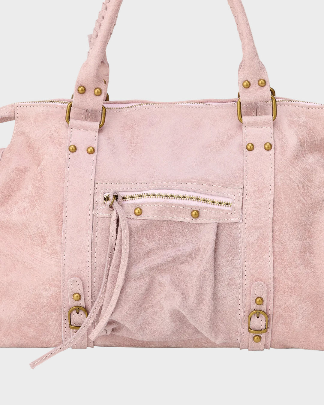 Vanilla Pink Leather Tote Bag - Genuine Italian Leather Handbag