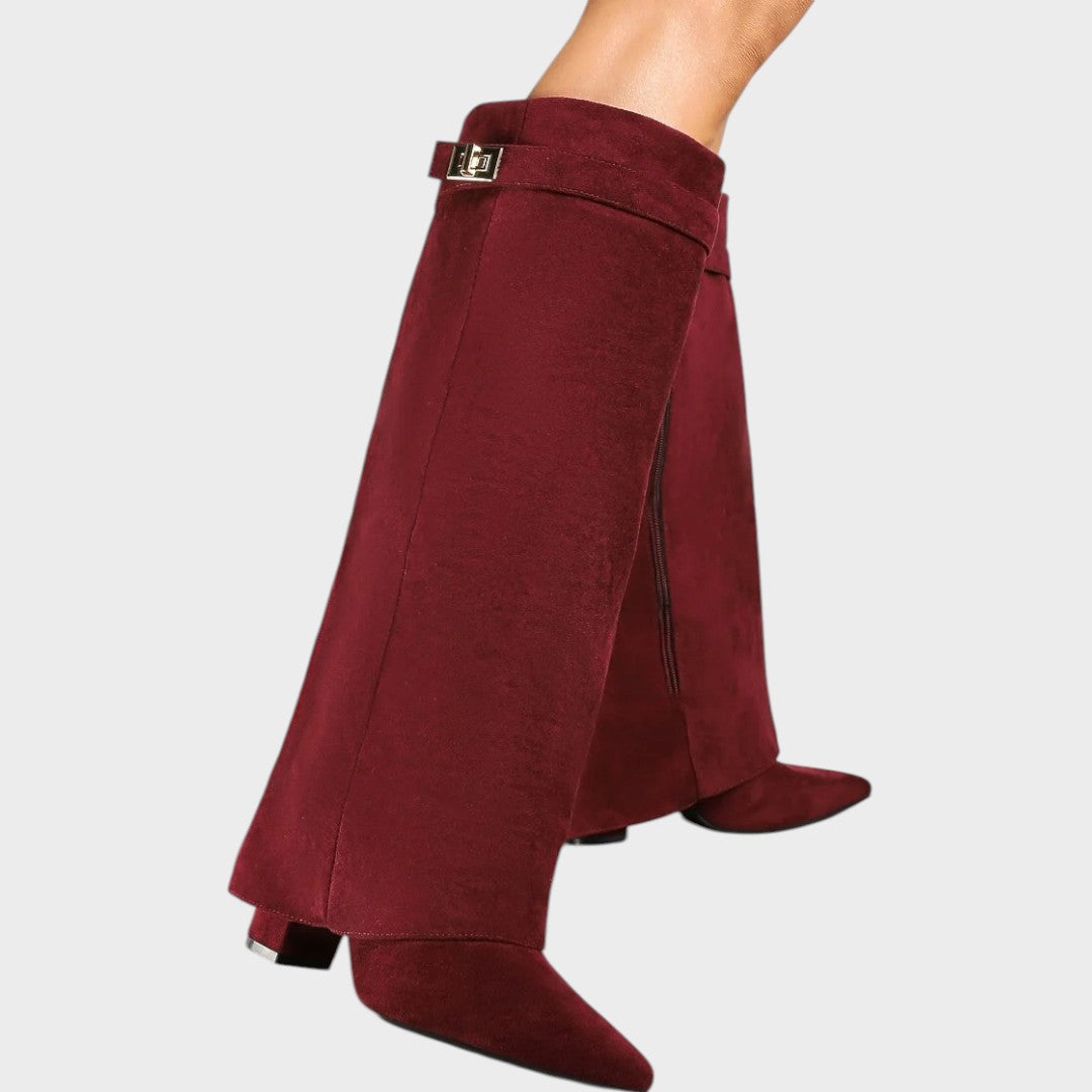 Wide Calf Suede Boots for Women - High Cut Fall Winter Statement Boots