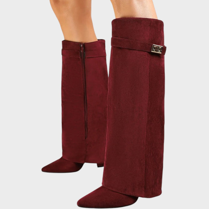 Wide Calf Suede Boots for Women - High Cut Fall Winter Statement Boots