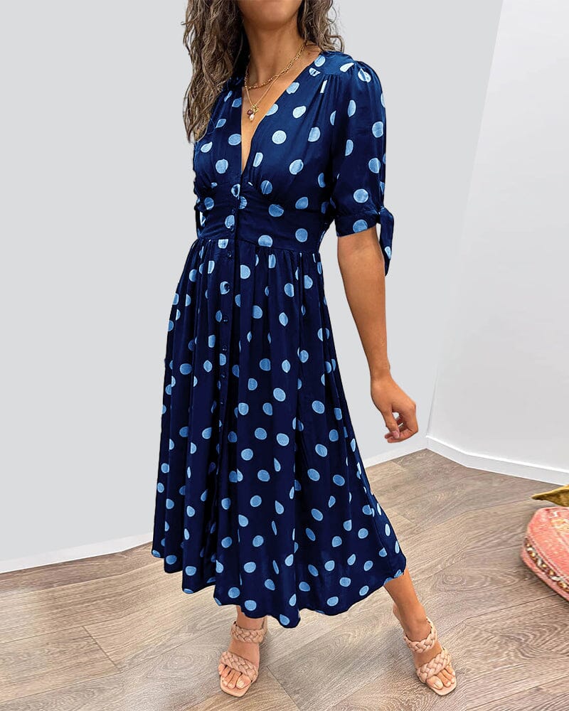 Polka Dot V-Neck Dress for Women - Timeless Everyday Style