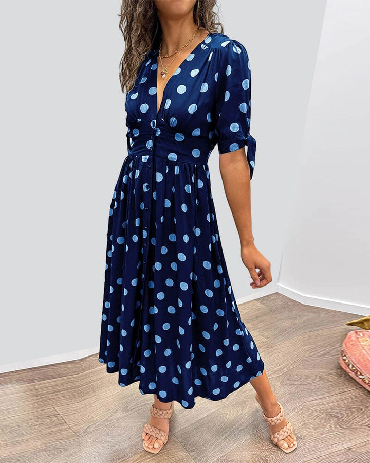 Polka Dot V-Neck Dress for Women - Timeless Everyday Style
