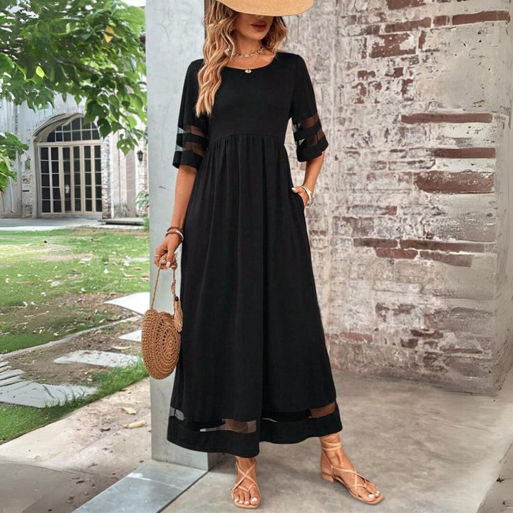 Midi Dress with Empire Waist and Tummy Smoothing Fit