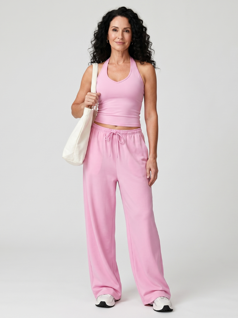 Two Piece Set Sleeveless Top and Wide Leg Pants