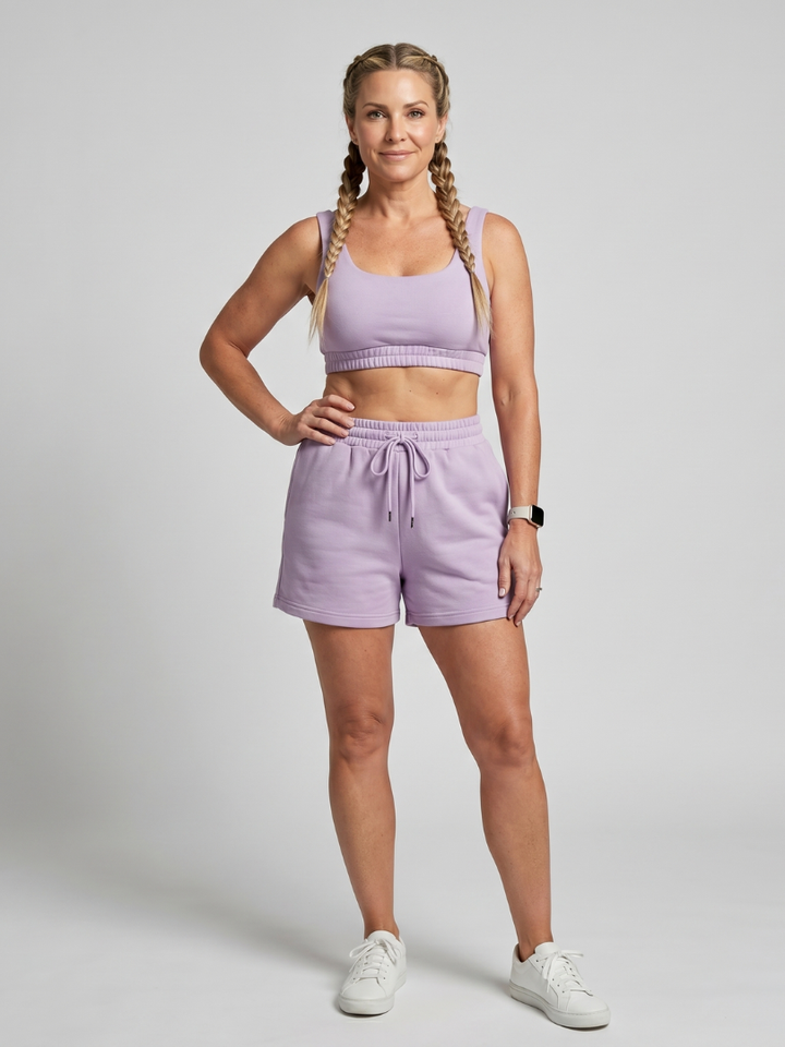 Two Piece Lounge Set Sleeveless Crop Top and Shorts