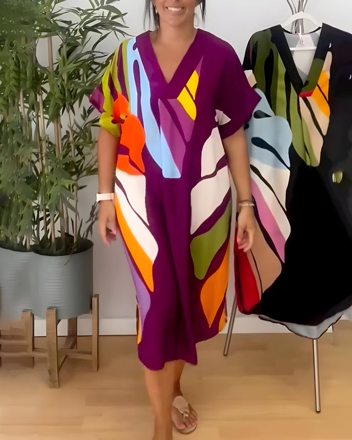 Abstract Print Dress for Women | Versatile Midi Dress