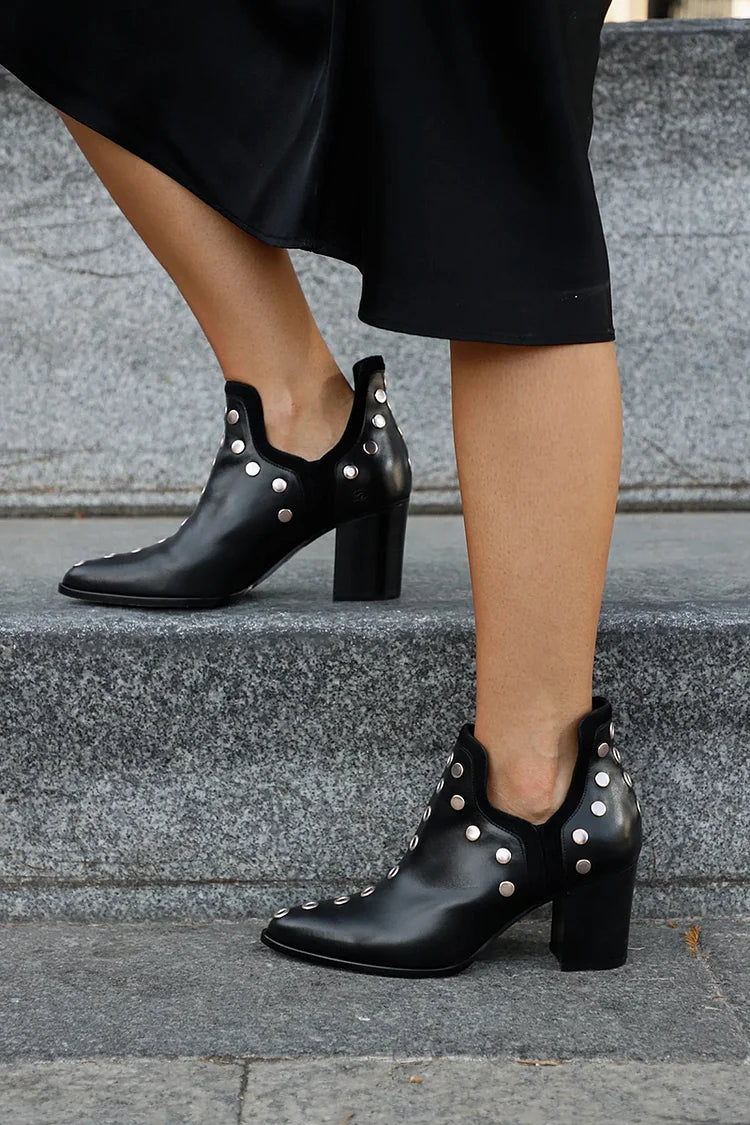 Studded Wide Heel Boots for Women | Comfortable Ankle Booties