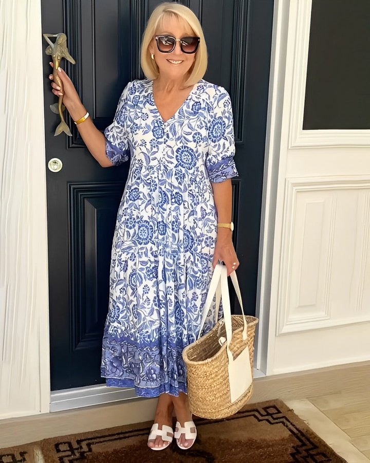 Floral V-Neck Maxi Dress for Women | Elegant Spring Style