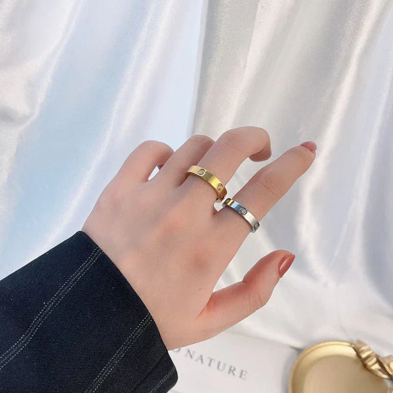 White Gold Statement Ring - Elegant Designer Cocktail Ring