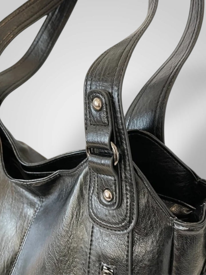 Vegan Leather Shoulder Bag - Spacious Everyday Handbag