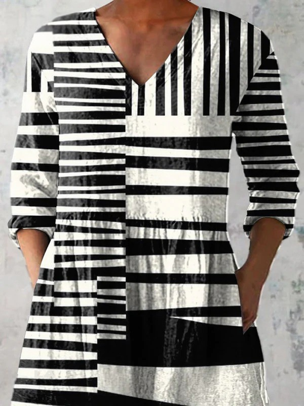 Long V-Neck Blouse for Women - Lightweight Tunic Top