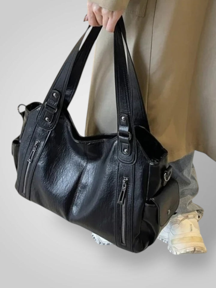 Vegan Leather Shoulder Bag - Spacious Everyday Handbag