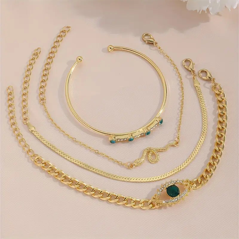 Gold Bracelet Set - Layered Stack Bracelets for Women