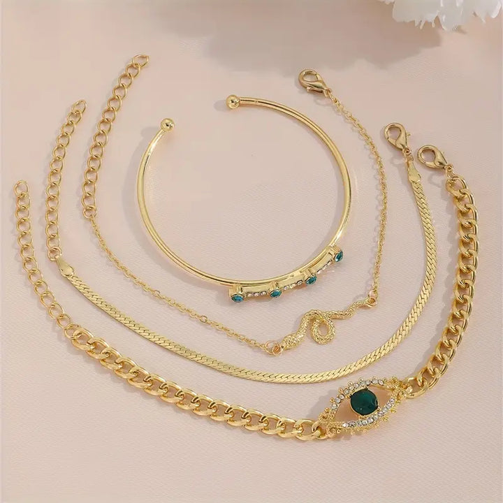Gold Bracelet Set - Layered Stack Bracelets for Women