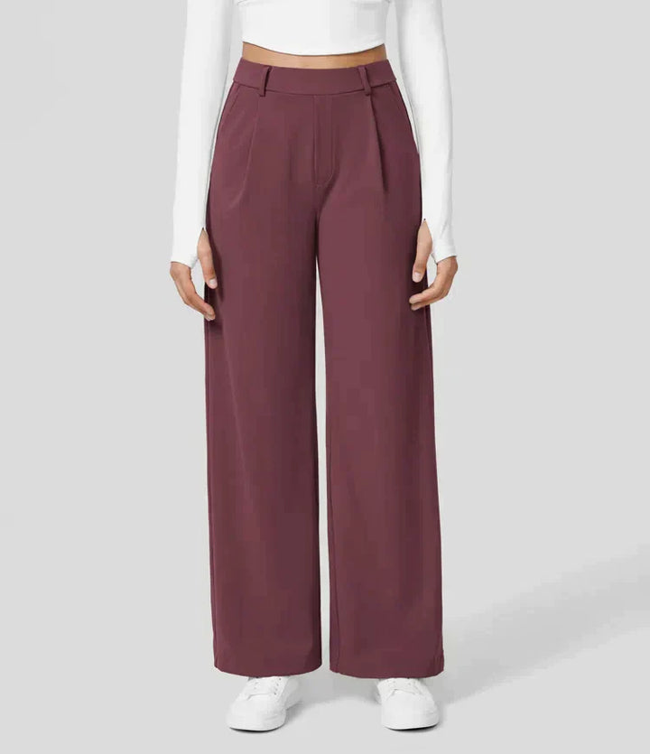 High Rise Stretch Trousers | Comfortable Straight Leg Pants