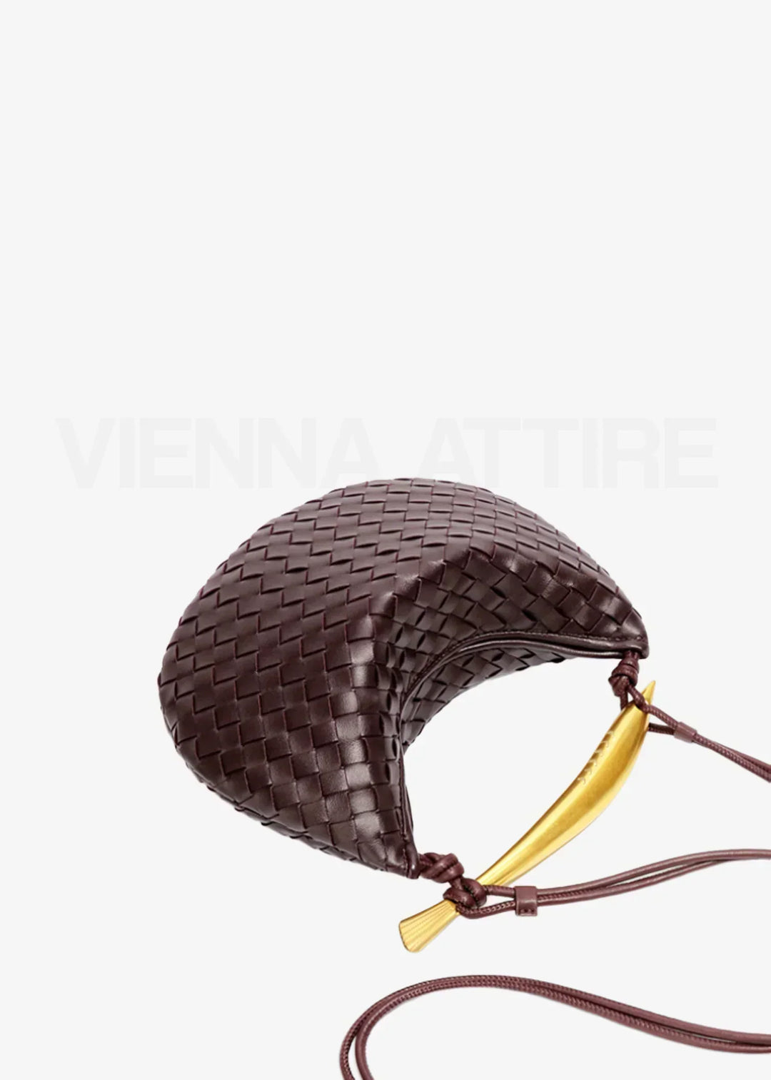 Woven Evening Bag with Gold Handle | Elegant Vegan Leather Handbag