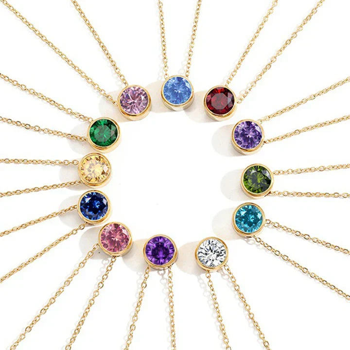 Birthstone Necklace White Gold Dainty Pendant for Women
