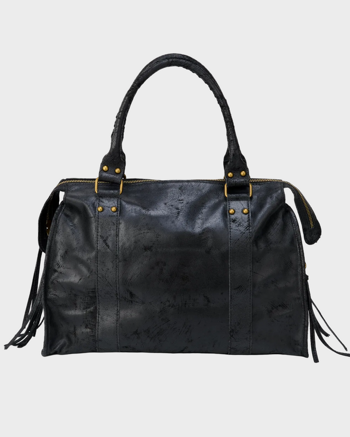 Black Leather Tote Bag for Women - Laptop Work Bag