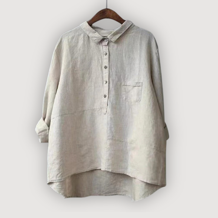 Relaxed Linen Blouse for Women - Button Front Casual Top