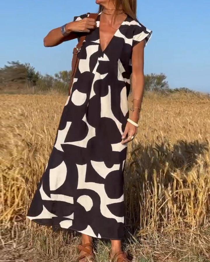 Relaxed Abstract Print Dress for Women | Comfortable Everyday Style