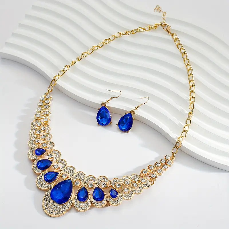 Gold Jewelry Set - Elegant Necklace Earrings Bracelet Collection