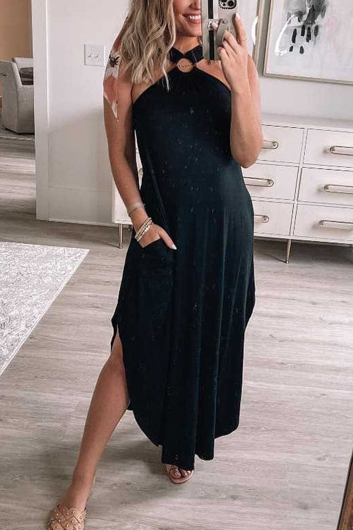 Halter Dress Women Summer Sleeveless Maxi Dress