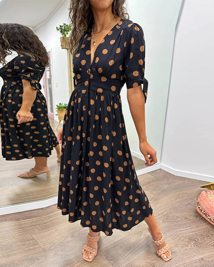 Polka Dot V-Neck Dress for Women - Timeless Everyday Style