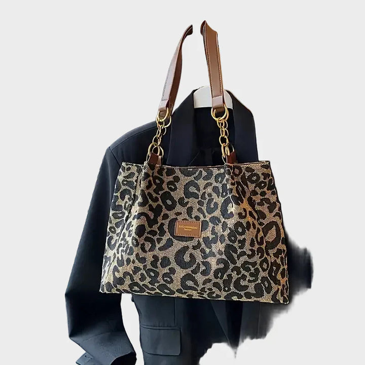 Leopard Print Tote Bag With Chain Straps For Women