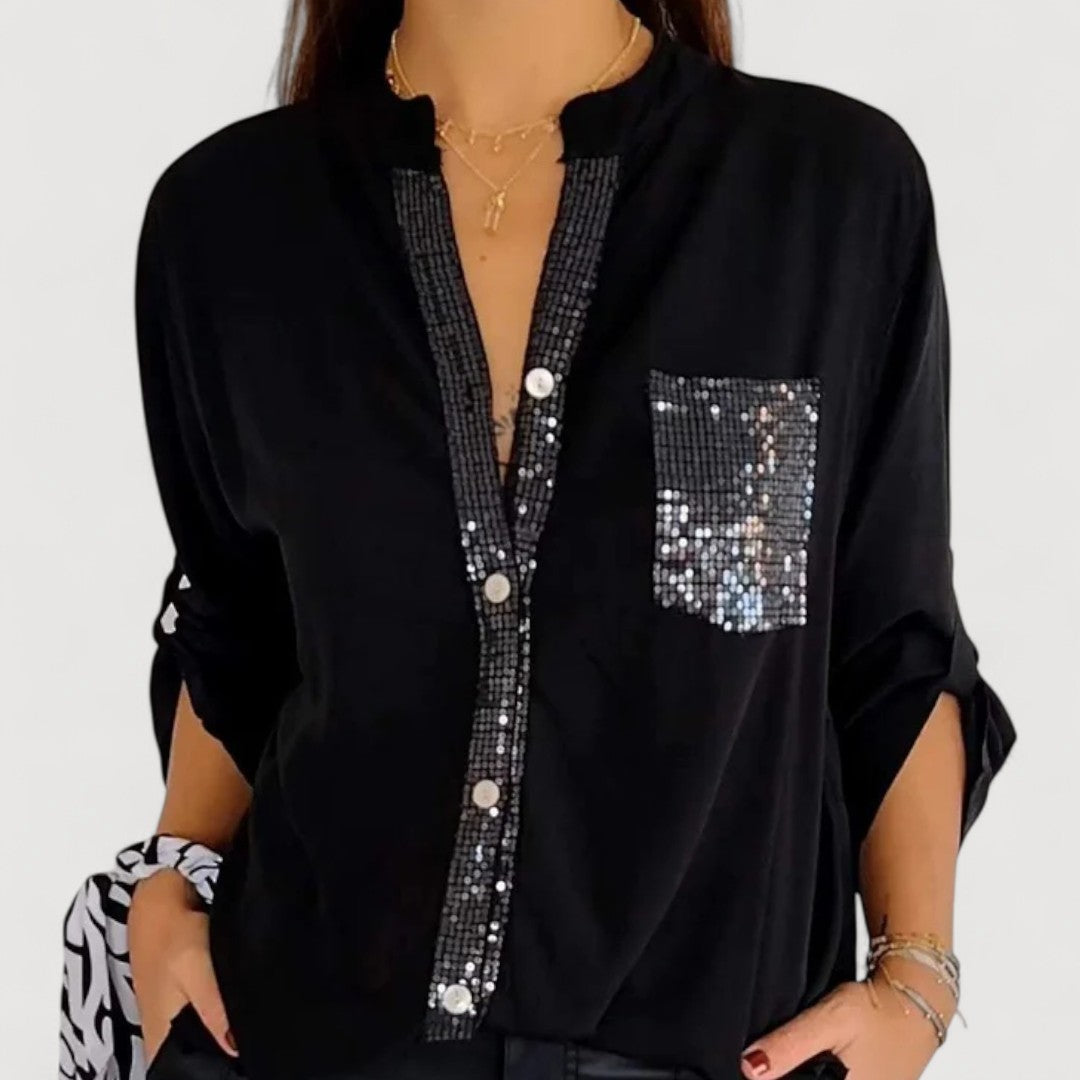 Sequin Detail Blouse for Women - Elegant Sparkle Top