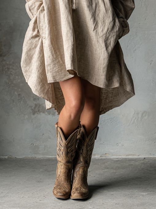 Cotton Linen Shirt Dress with Button Front and Collar