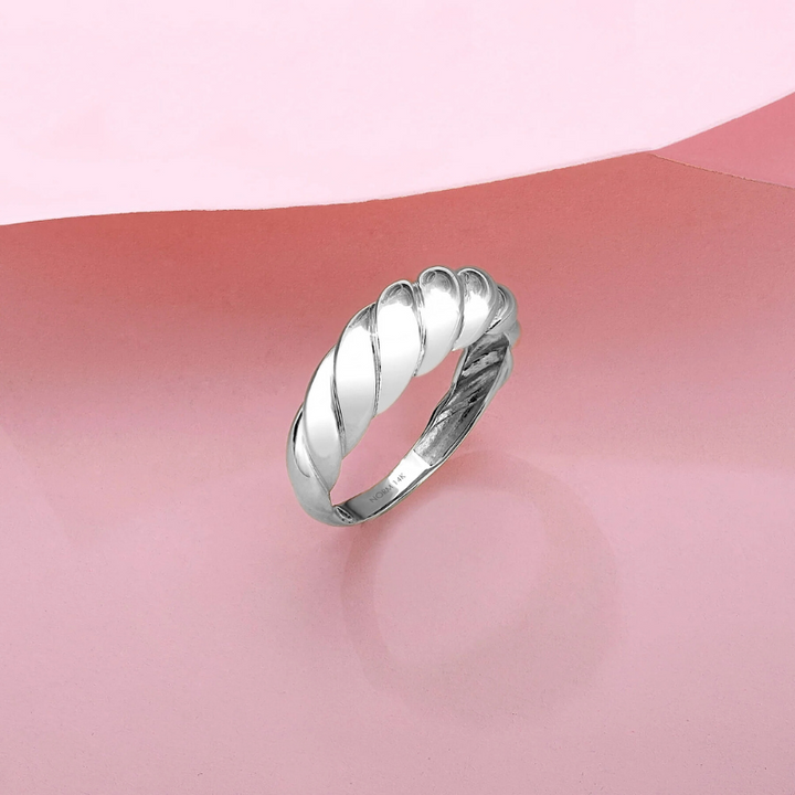 Croissant Ring in White Gold - Chunky Dome Statement Ring