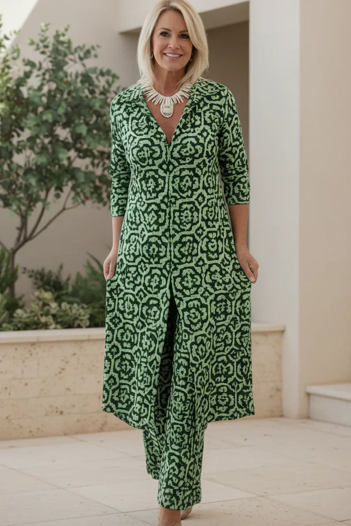 Geometric Print Matching Set for Women - Relaxed Fit Two Piece