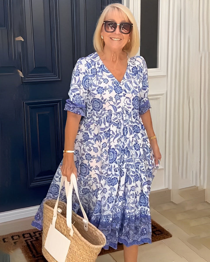 Floral V-Neck Maxi Dress for Women | Elegant Spring Style