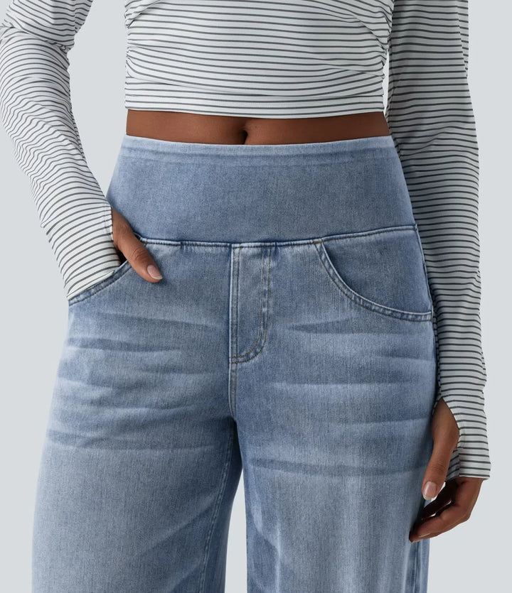 Wide Leg Jeans for Women Mid Rise Baggy Denim with Pockets