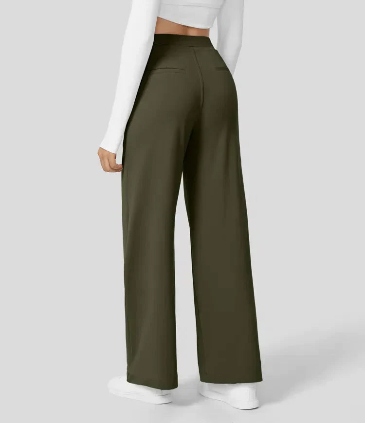 High Rise Stretch Trousers | Comfortable Straight Leg Pants