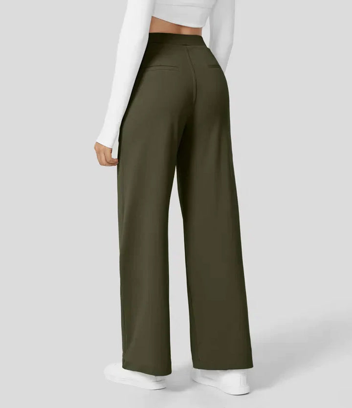 High Rise Stretch Trousers | Comfortable Straight Leg Pants