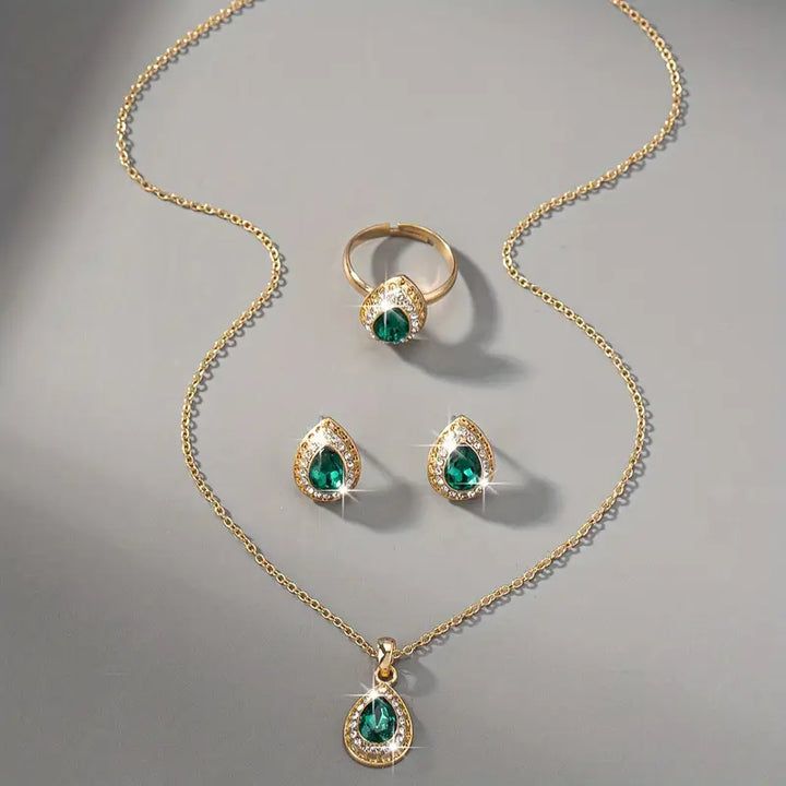 Gold Jewelry Set - Elegant Necklace and Earring Set