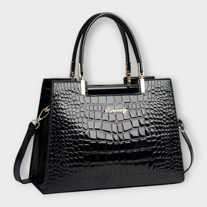 Crocodile Embossed Leather Handbag for Work and Everyday