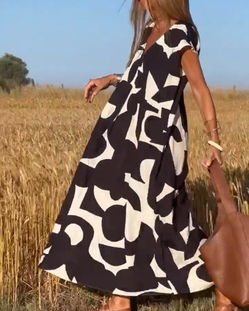 Relaxed Abstract Print Dress for Women | Comfortable Everyday Style