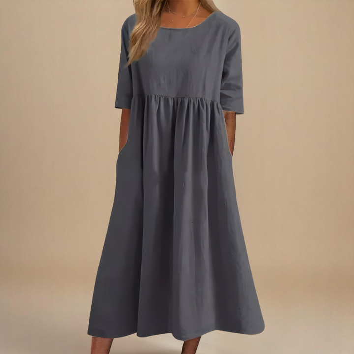 A-Line Dress with Empire Waist and Pockets for Women
