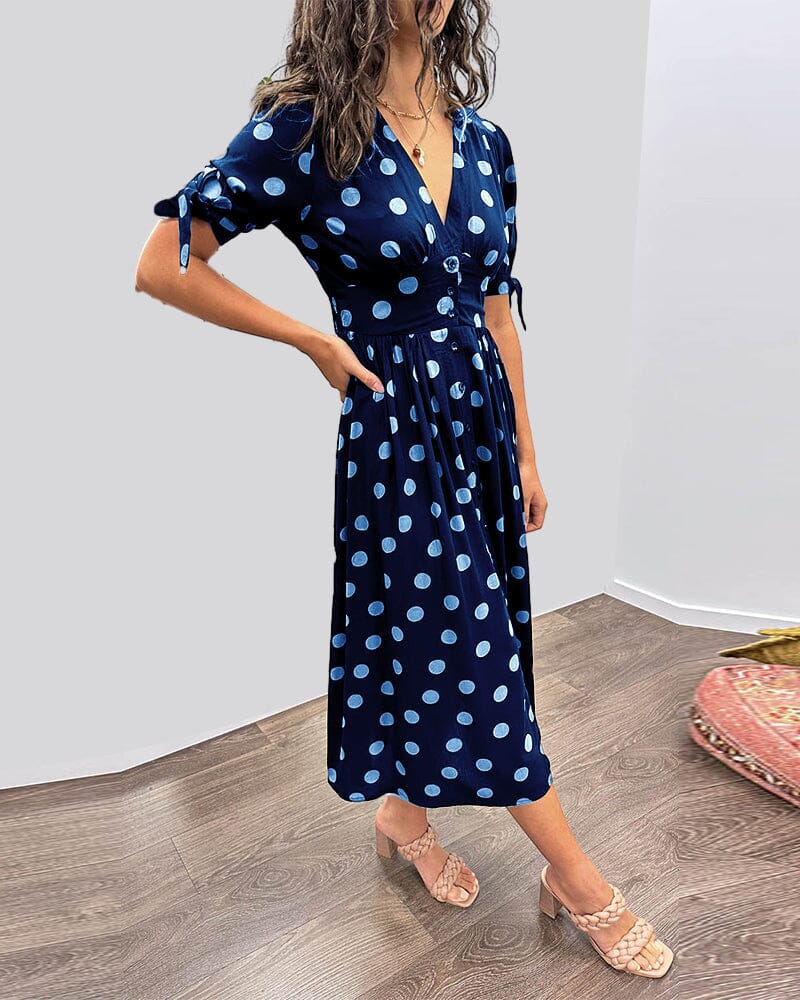 Polka Dot V-Neck Dress for Women - Timeless Everyday Style