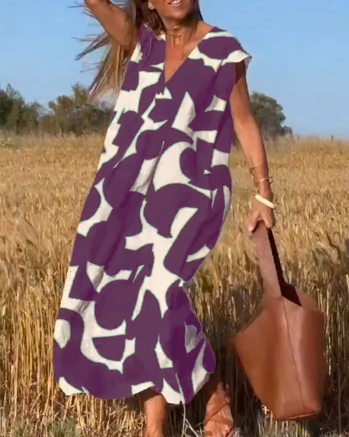 Relaxed Abstract Print Dress for Women | Comfortable Everyday Style