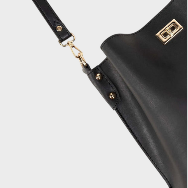 Black Bucket Bag with Adjustable Strap for Women
