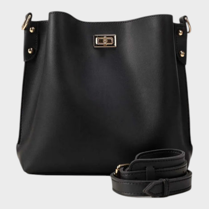Black Bucket Bag with Adjustable Strap for Women