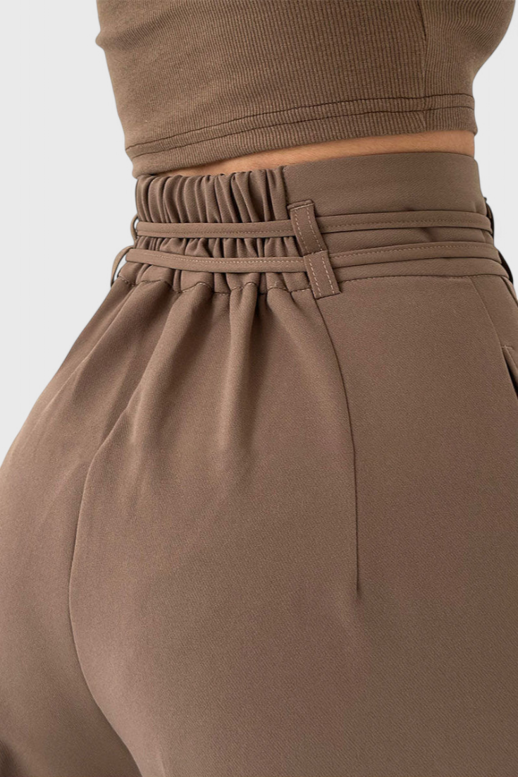 High Waisted Wide Leg Trousers with Cord Detail for Women