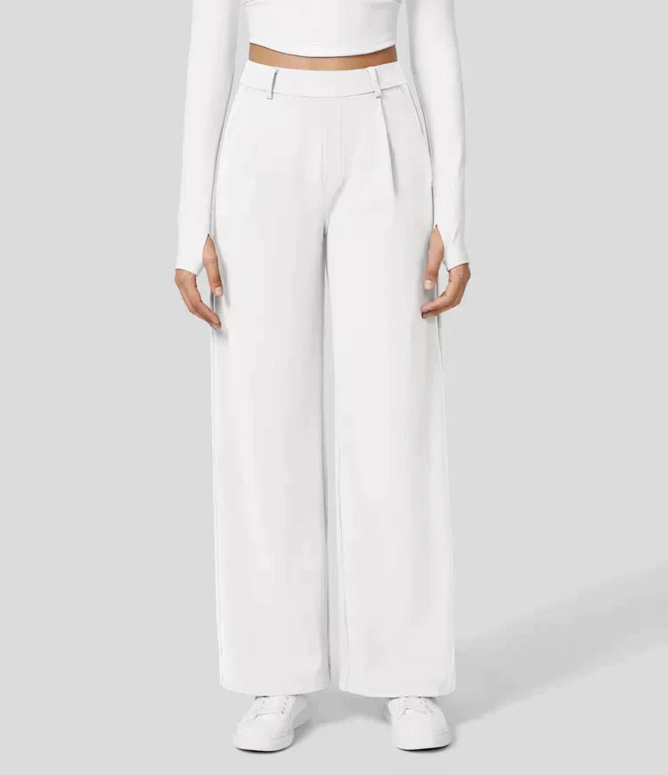 High Rise Stretch Trousers | Comfortable Straight Leg Pants