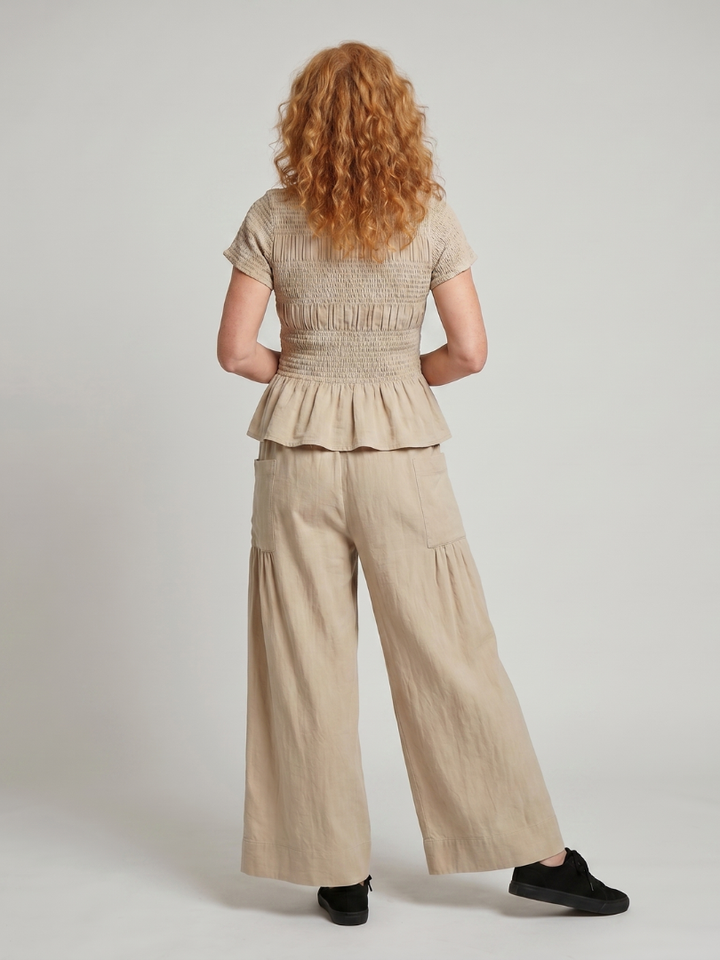Peplum Top and Wide Leg Pants Set - Two Piece Outfit