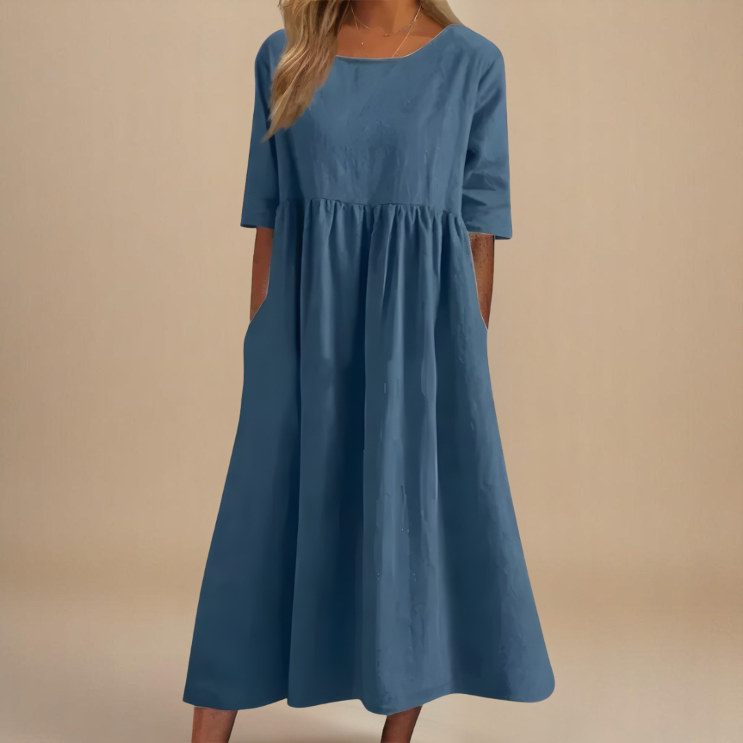 A-Line Dress with Empire Waist and Pockets for Women